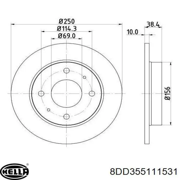 8DD 355 111-531 HELLA disco de freno trasero