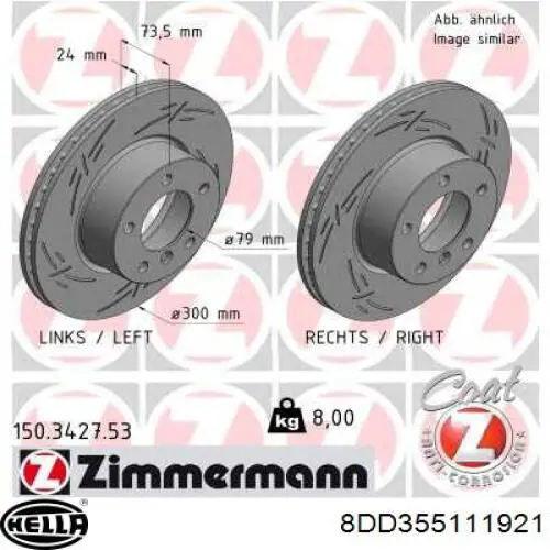 Disco de freno 8DD355111921 HELLA