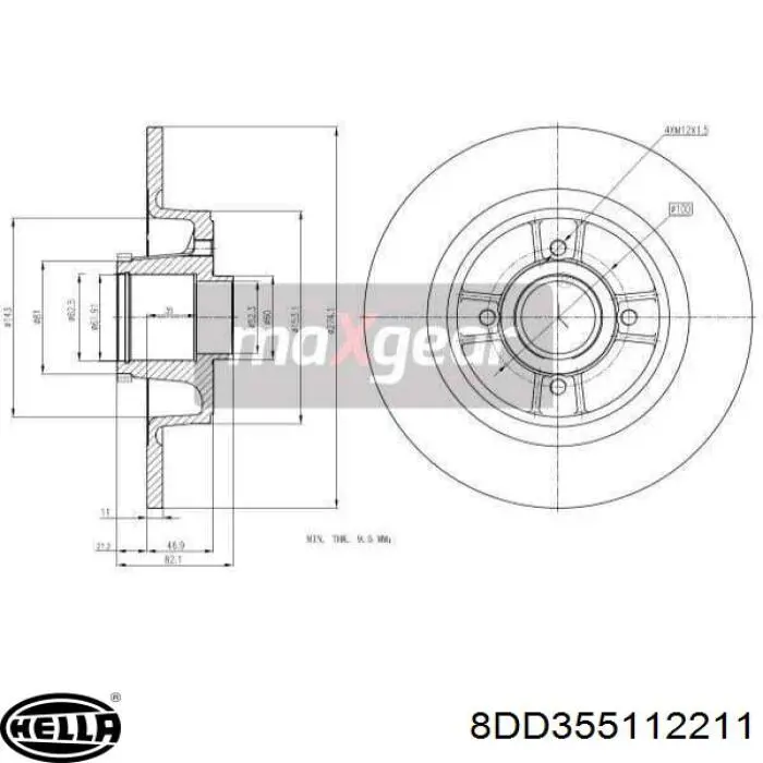 Comprar 8DD355112211 HELLA Disco de freno trasero