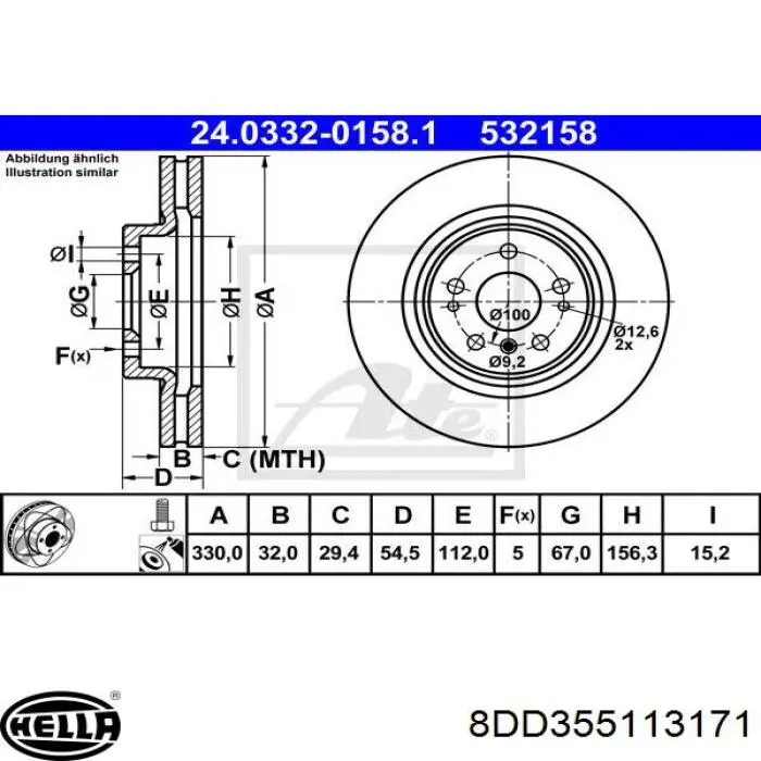 Comprar 8DD355113171 HELLA Freno de disco delantero