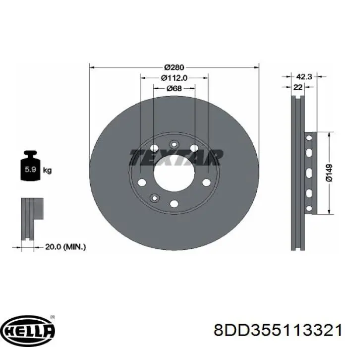 Disco de freno trasero HELLA 8DD355113321 precio, desde 51,88 EUR