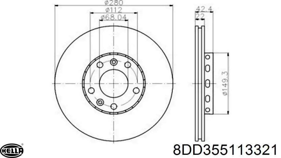 8DD355113321 HELLA disco de freno trasero