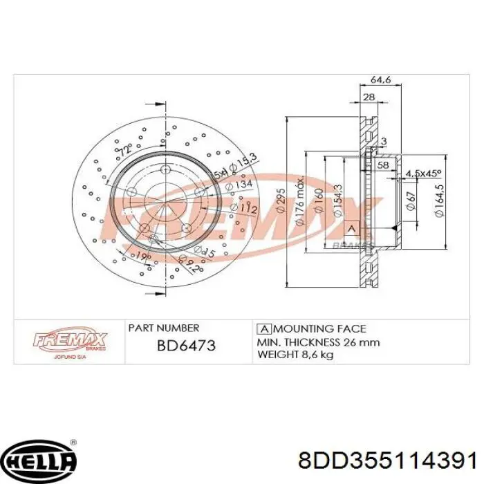 Comprar A204421361290 Mercedes Freno de disco delantero