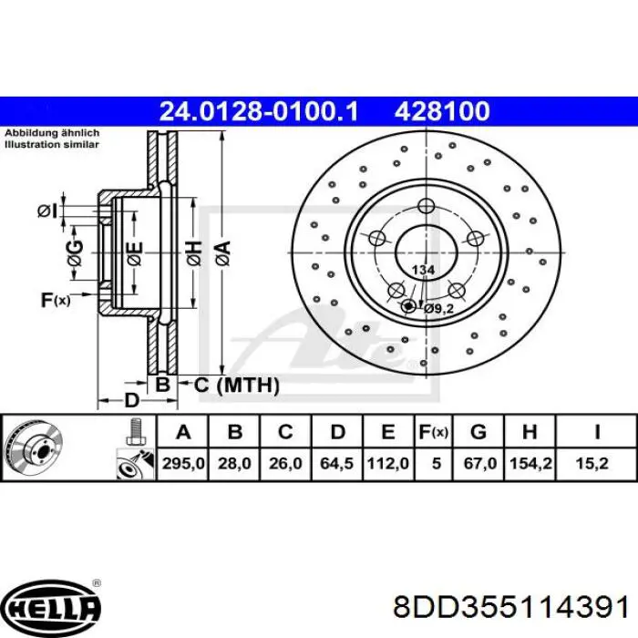 Disco de freno delantero Mercedes A204421361290