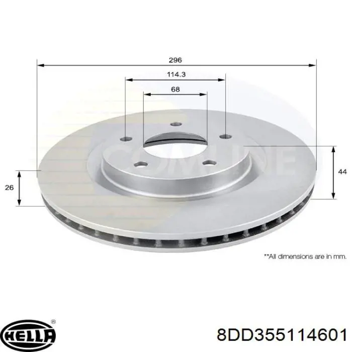 Comprar 8DD355114601 HELLA Freno de disco delantero