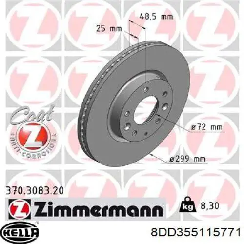 Comprar 8DD355115771 HELLA Freno de disco delantero