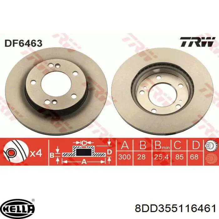 8DD 355 116-461 HELLA freno de disco delantero