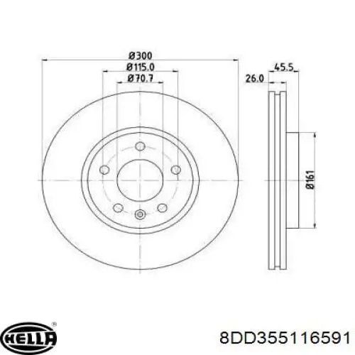 Comprar 8DD355116591 HELLA Freno de disco delantero