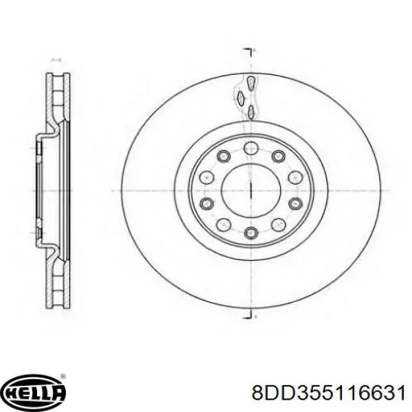 8DD 355 116-631 HELLA disco de freno delantero