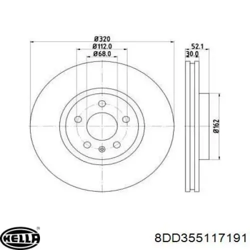 Frenos delanteros HELLA 8DD355117191 precio, desde 72,60 EUR