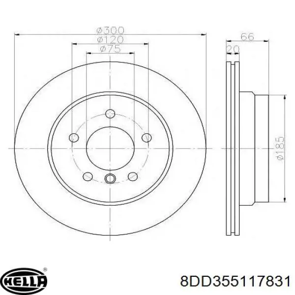 Disco de freno trasero 6764653 BMW