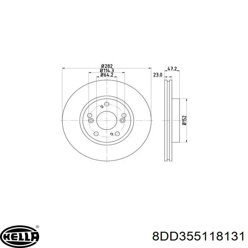 8DD355118131 HELLA disco de freno delantero