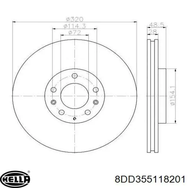 8DD355118201 HELLA disco de freno delantero