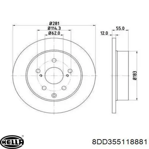 8DD 355 118-881 HELLA disco de freno trasero