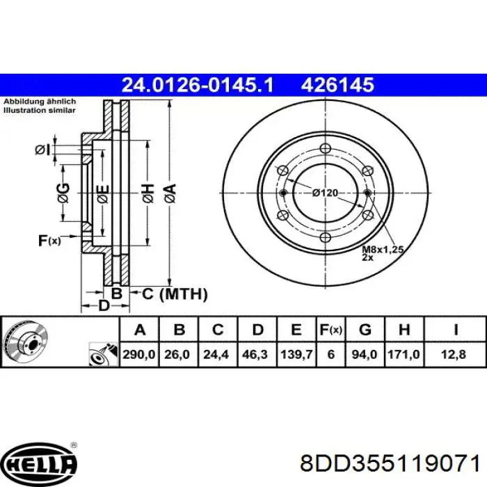 8DD 355 119-071 HELLA freno de disco delantero