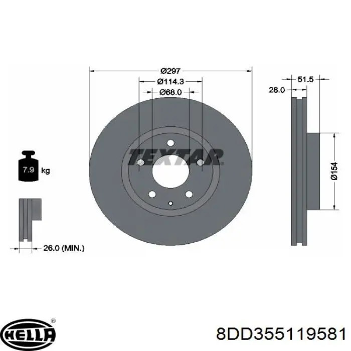 Comprar 8DD355119581 HELLA Freno de disco delantero