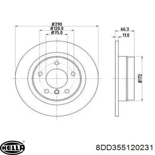 8DD355120231 HELLA disco de freno trasero