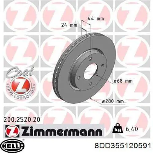 8DD355120591 HELLA freno de disco delantero