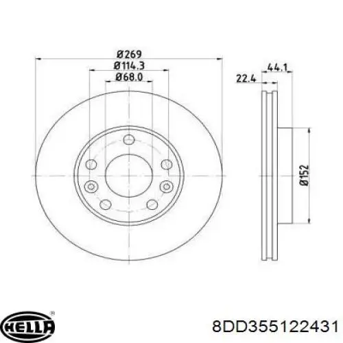 8DD355122431 HELLA freno de disco delantero