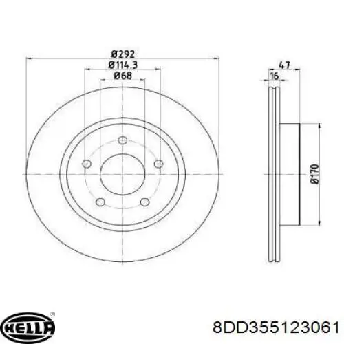 8DD355123061 HELLA disco de freno trasero