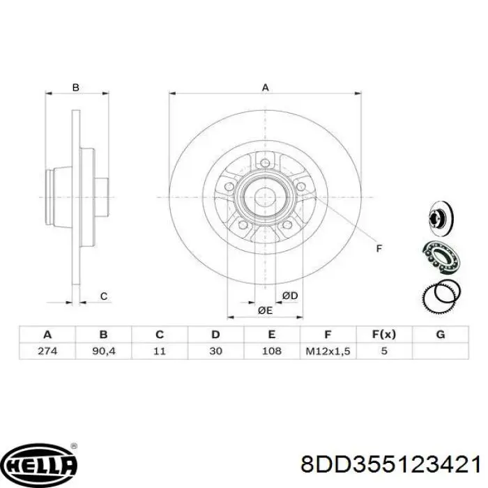 Comprar 8DD355123421 HELLA Disco de freno trasero