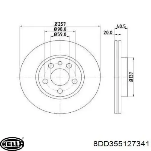 8DD355127341 HELLA freno de disco delantero