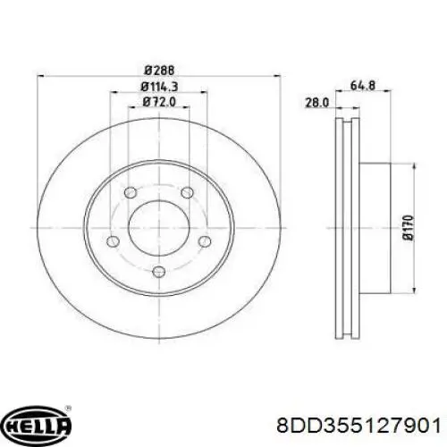 8DD355127901 HELLA freno de disco delantero