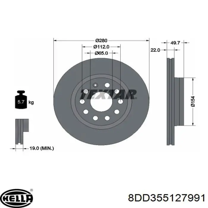Freno de disco delantero Volkswagen Caddy 2 9K9