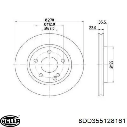 8DD355128161 HELLA freno de disco delantero