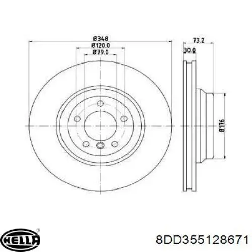 8DD355128671 HELLA freno de disco delantero