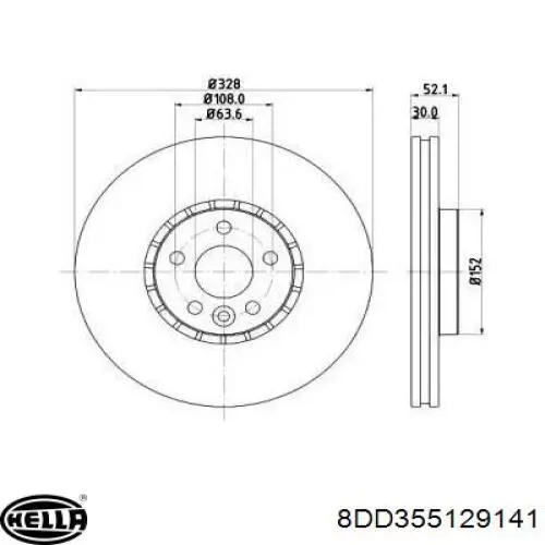 8DD 355 129-141 HELLA freno de disco delantero