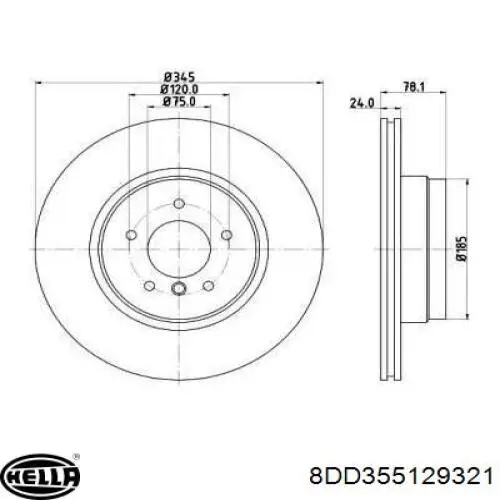 8DD 355 129-321 HELLA disco de freno trasero