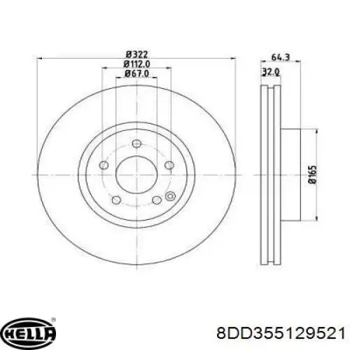 8DD355129521 HELLA disco de freno delantero