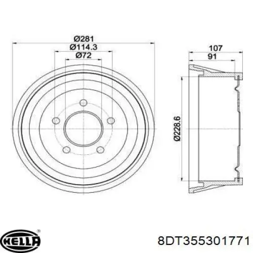 Comprar 8DT355301771 HELLA Tambor de freno trasero