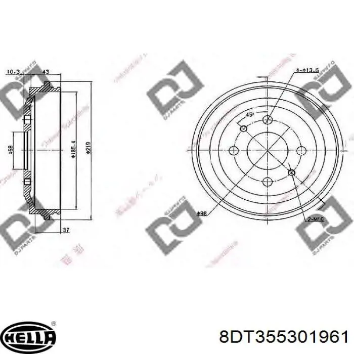 Tambor de freno trasero 4236768 Fiat/Alfa/Lancia