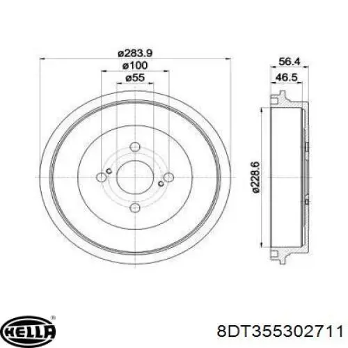 8DT355302711 HELLA freno de tambor trasero