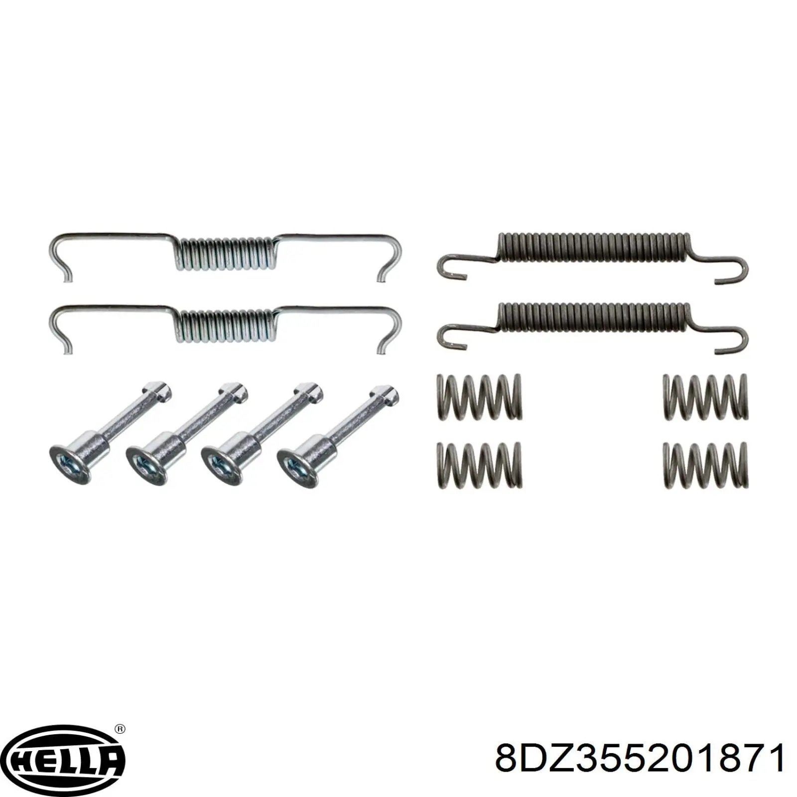 8DZ355201871 HELLA kit de montaje, zapatas de freno traseras