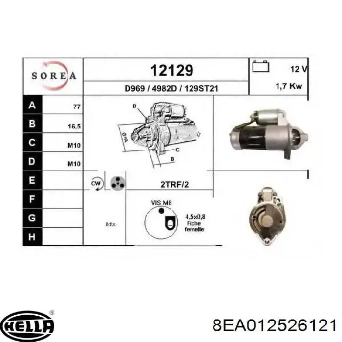 Motor de arranque 2A100 Hyundai/Kia