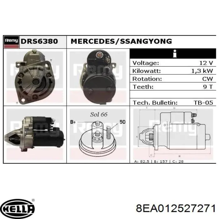 Burro de arranque  HELLA 8EA012527271 precio, desde 68,73 EUR
