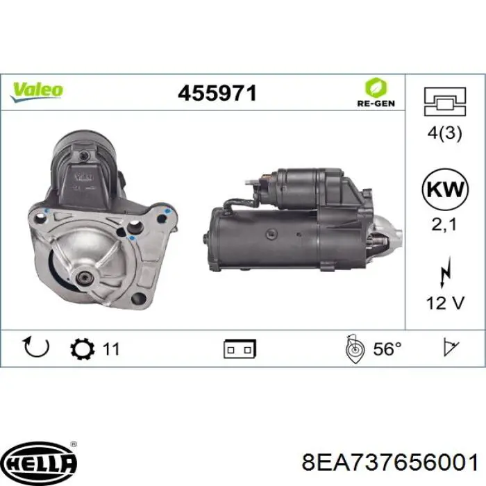 8EA737656001 HELLA motor de arranque