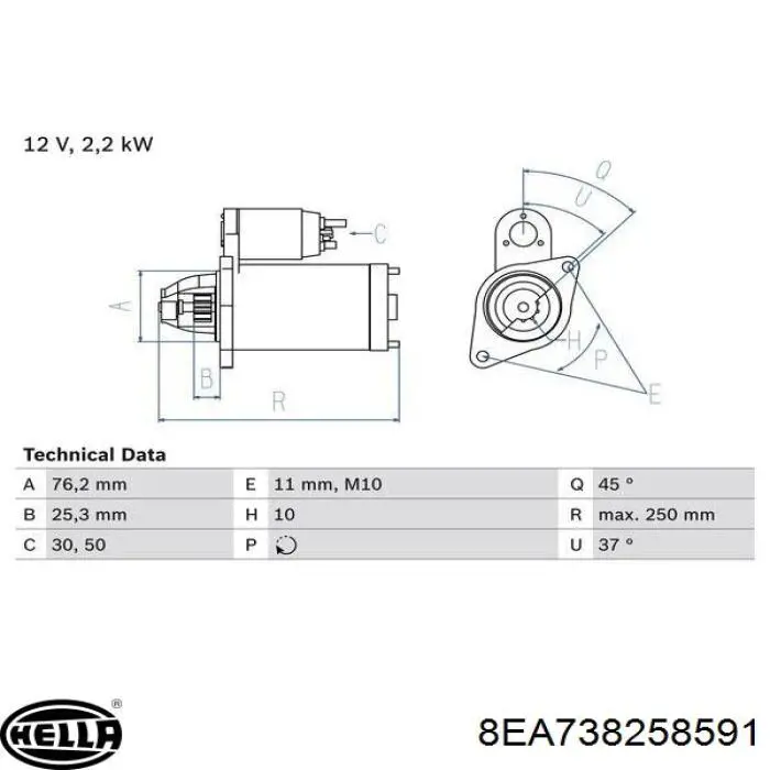 8EA738258591 HELLA motor de arranque