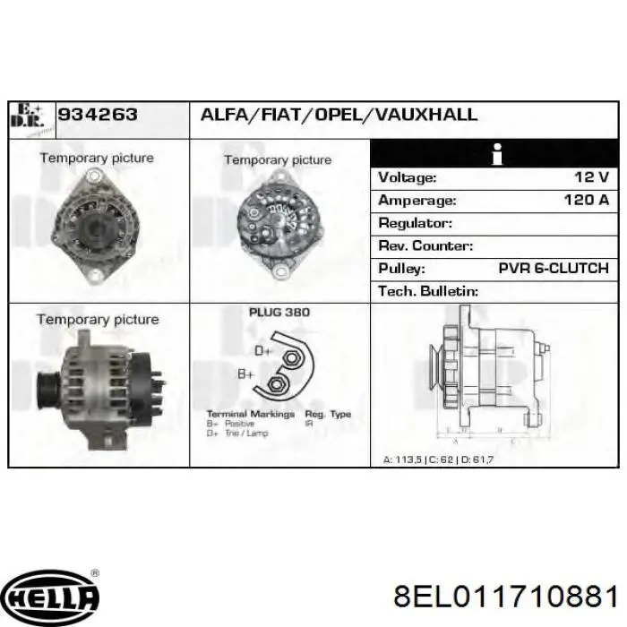 Alternador 8EL011710881 HELLA