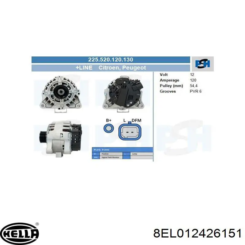 1638104480 Peugeot/Citroen Alternador de coche
