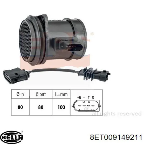 8ET 009 149-211 HELLA sensor de flujo de aire/medidor de flujo (flujo de aire masibo)