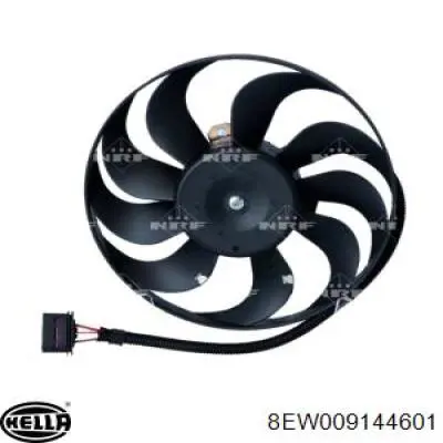 Ventilador de refrigeración completo derecho (motor y hélice) 8EW009144601 HELLA