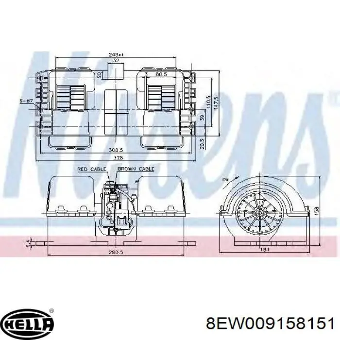 Ventilador de calefacción HELLA 8EW009158151 precio, desde 115,54 EUR