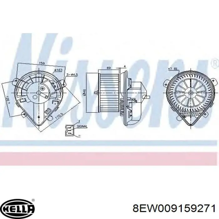8EW009159271 HELLA motor eléctrico, ventilador habitáculo
