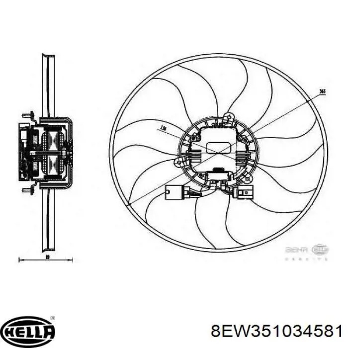 8EW351034581 HELLA difusor de radiador, aire acondicionado, completo con motor y rodete