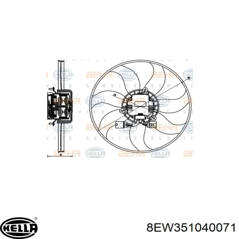 Ventilador eléctrico de refrigeración completo izquierdo (motor y hélice) 35959048 AND