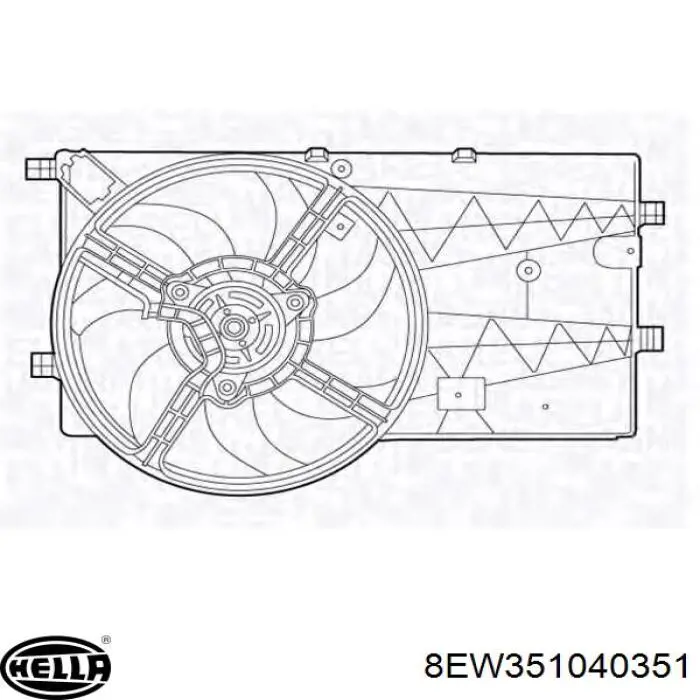 8EW351040351 HELLA difusor de radiador, ventilador de refrigeración, condensador del aire acondicionado, completo con motor y rodete